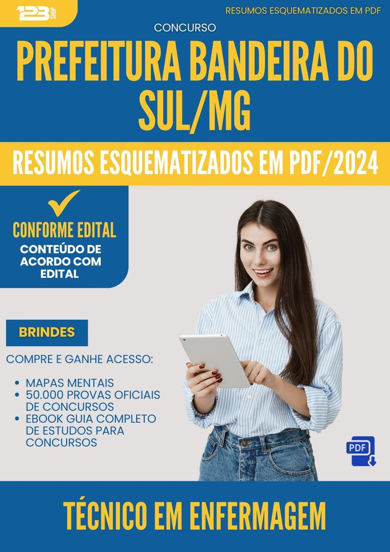 Resumos Esquematizados para Concurso Apostila Tecnico Em Enfermagem da Prefeitura Bandeira Do Sul Mg 2024 - Conteúdo de Acordo com Edital