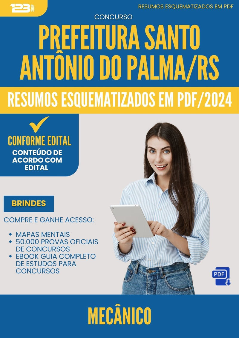 Resumos Esquematizados para Concurso Apostila Mecanico Santo Antonio Do da Prefeitura Palma Rs 2024 - Conteúdo de Acordo com Edital