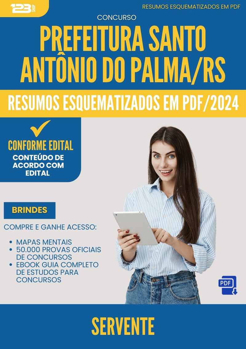 Resumos Esquematizados para Concurso Apostila Servente Santo Antonio Do da Prefeitura Palma Rs 2024 - Conteúdo de Acordo com Edital