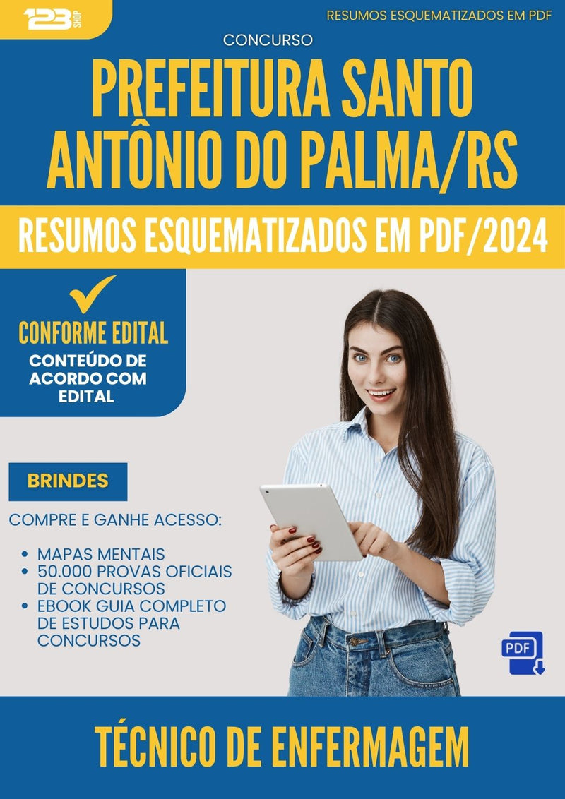 Resumos Esquematizados para Concurso Apostila Tecnico De Enfermagem Santo Antonio Do da Prefeitura Palma Rs 2024 - Conteúdo de Acordo com Edital