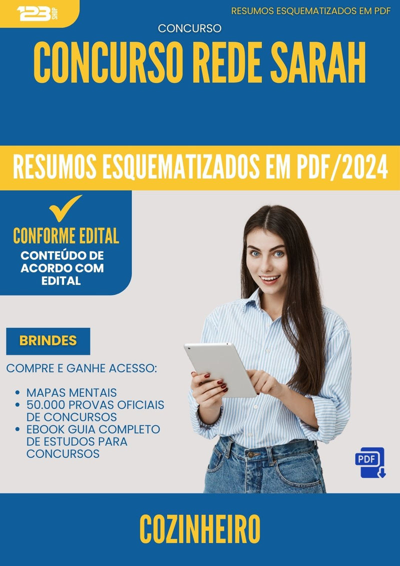 Resumos Esquematizados para Concurso Apostila Cozinheiro Rede Sarah 2024 - Conteúdo de Acordo com Edital