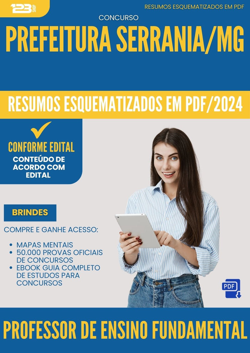 Resumos Esquematizados para Concurso Apostila Professor De Ensino Fundamental da Prefeitura Serrania Mg 2024 - Conteúdo de Acordo com Edital