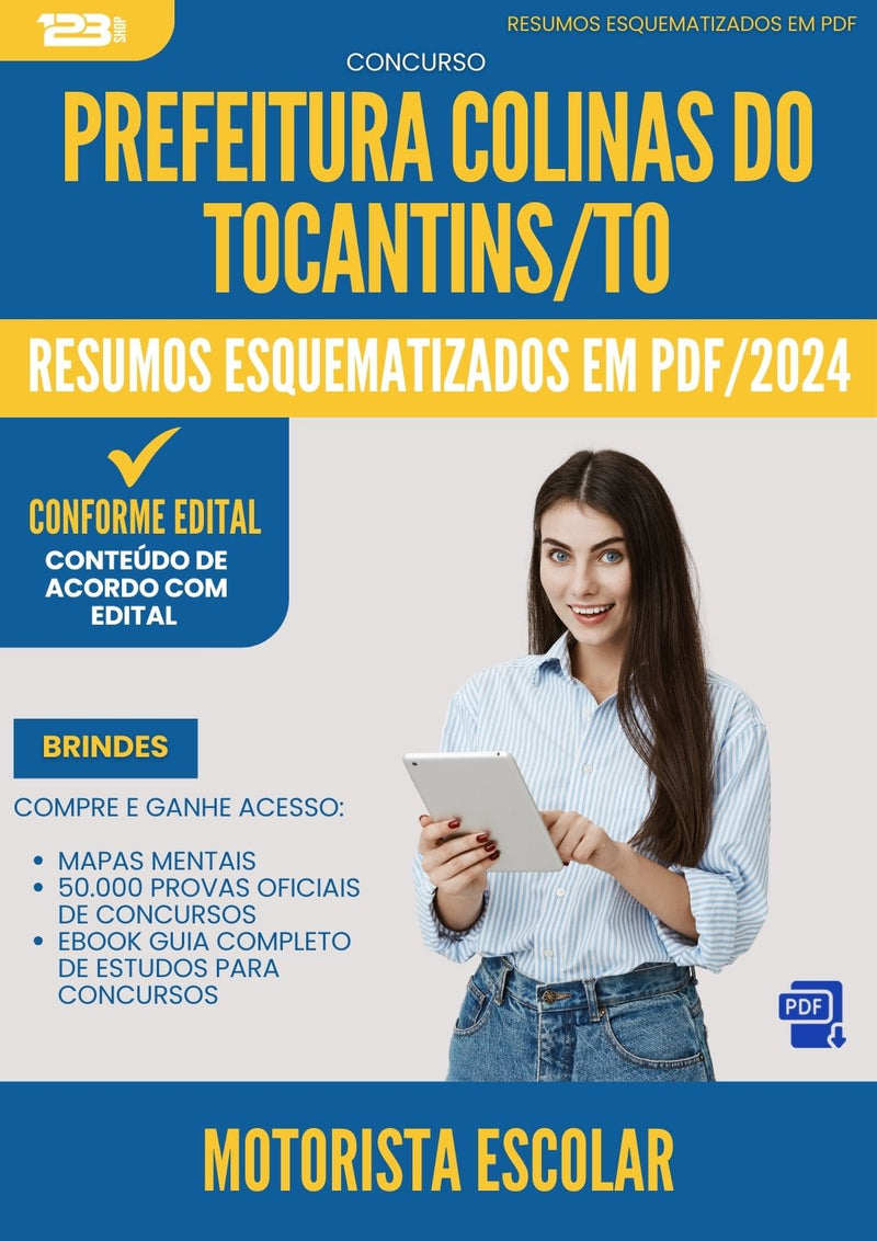 Resumos Esquematizados para Concurso Apostila Motorista Escolar da Prefeitura Colinas Do Tocantins To 2024 - Conteúdo de Acordo com Edital