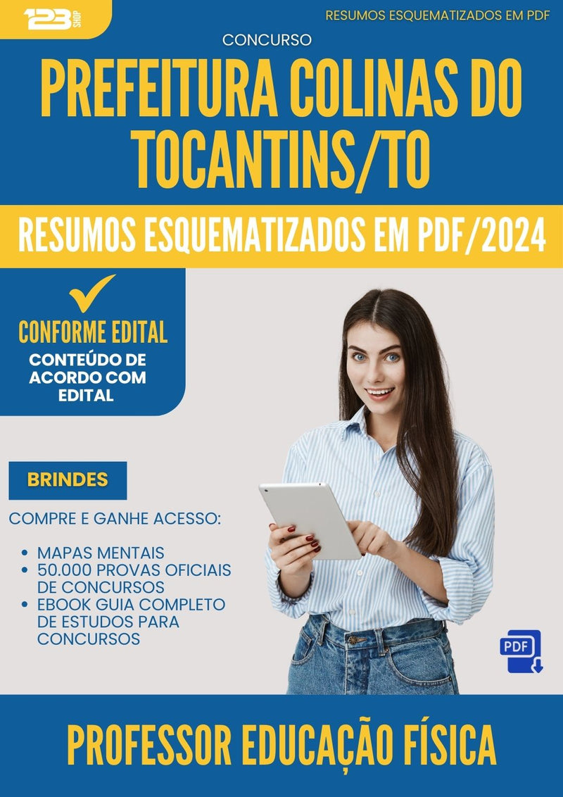 Resumos Esquematizados para Concurso Apostila Professor Educacao Fisica da Prefeitura Colinas Do Tocantins To 2024 - Conteúdo de Acordo com Edital