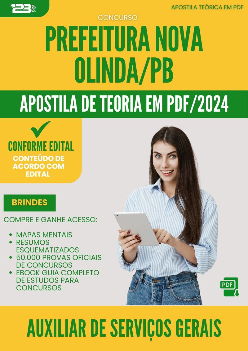 Apostila Teórica para Concurso Auxiliar De Servicos Gerais da Prefeitura Nova Olinda Pb 2024 - Conteúdo de Acordo com Edital