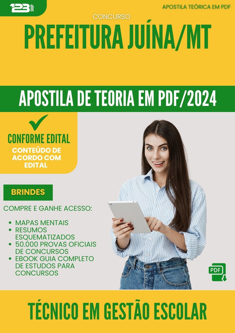 Apostila Teórica para Concurso Tecnico Em Gestao Escolar da Prefeitura Juina Mt 2024 - Conteúdo de Acordo com Edital