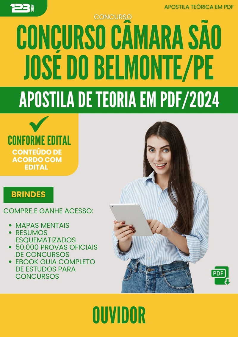 Apostila Teórica para Concurso Ouvidor Camara Sao Jose da Prefeitura Belmonte Pe 2024 - Conteúdo de Acordo com Edital