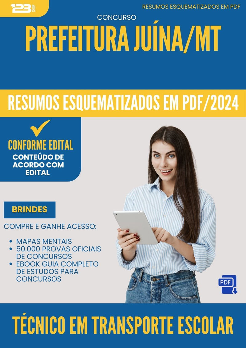 Resumos Esquematizados para Concurso Apostila Tecnico Em Transporte Escolar da Prefeitura Juina Mt 2024 - Conteúdo de Acordo com Edital