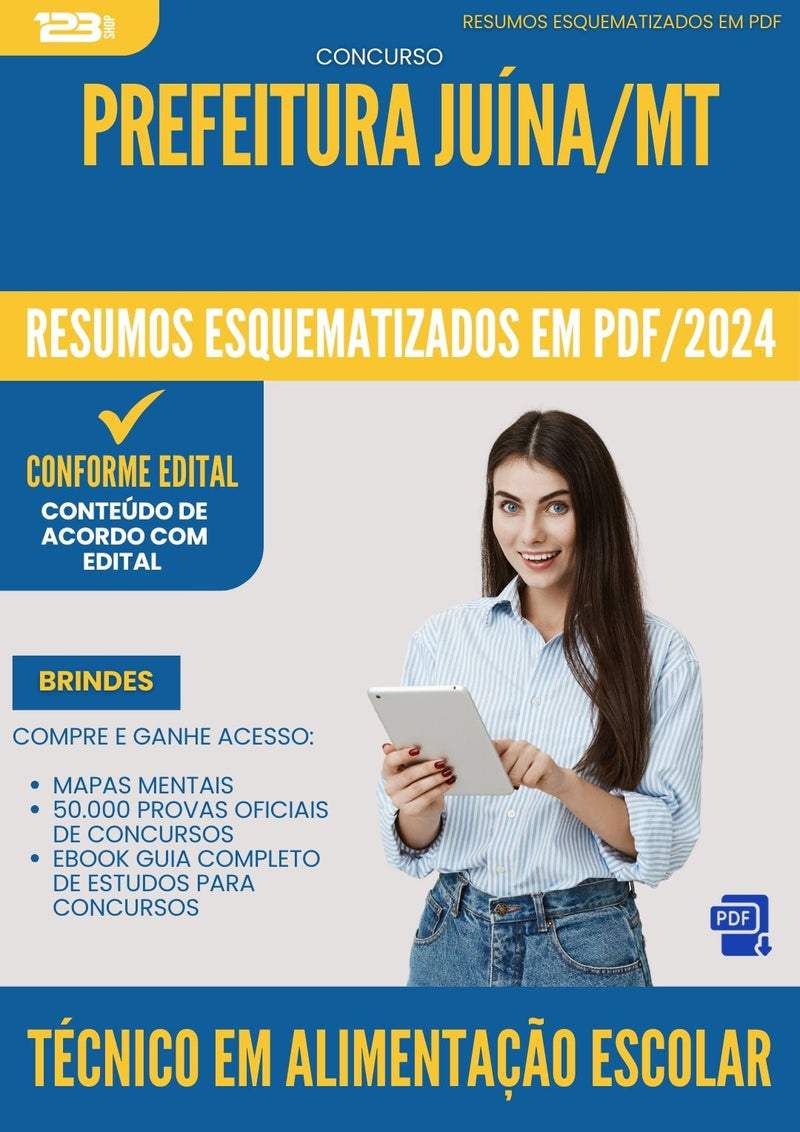 Resumos Esquematizados para Concurso Apostila Tecnico Em Alimentacao Escolar da Prefeitura Juina Mt 2024 - Conteúdo de Acordo com Edital
