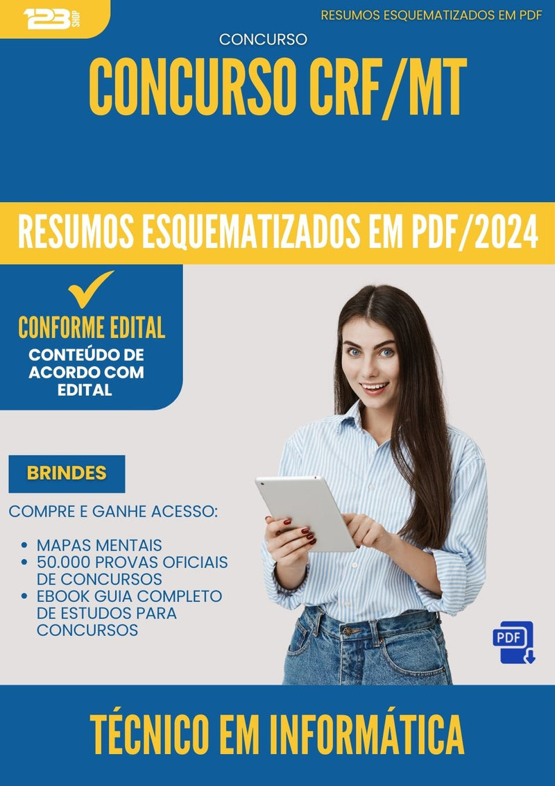 Resumos Esquematizados para Concurso Apostila Tecnico Em Informatica Crf Mt 2024 - Conteúdo de Acordo com Edital