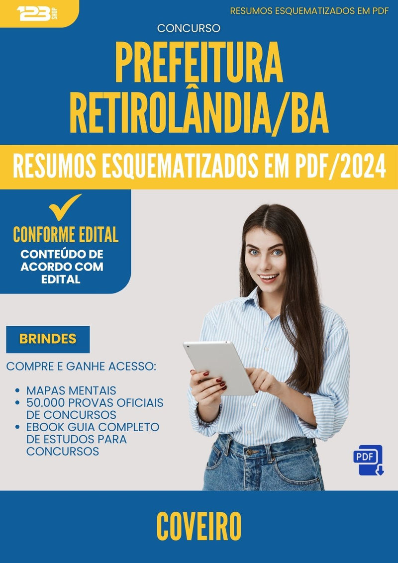 Resumos Esquematizados para Concurso Apostila Coveiro da Prefeitura Retirolandia Ba 2024 - Conteúdo de Acordo com Edital