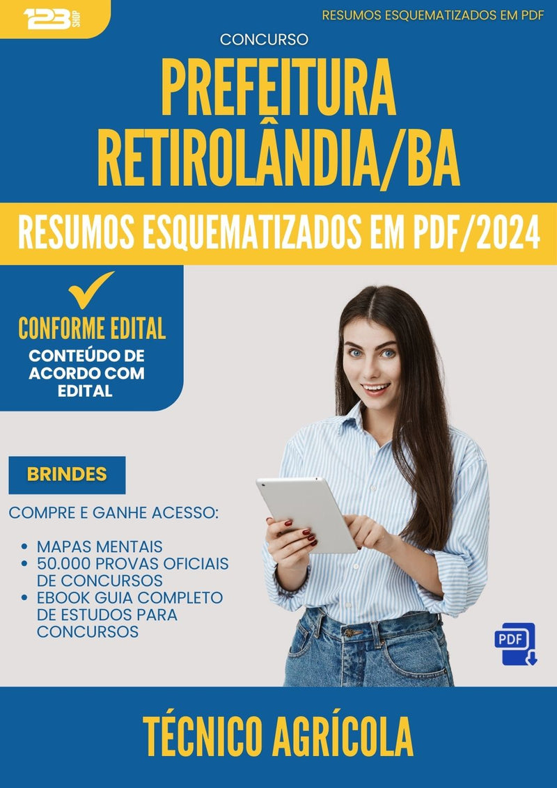 Resumos Esquematizados para Concurso Apostila Tecnico Agricola da Prefeitura Retirolandia Ba 2024 - Conteúdo de Acordo com Edital