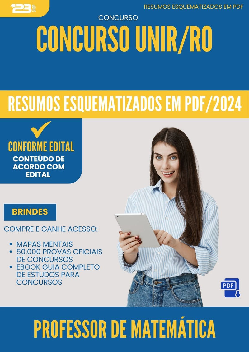 Resumos Esquematizados para Concurso Apostila Professor De Matematica Unir Ro 2024 - Conteúdo de Acordo com Edital