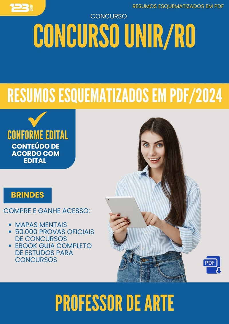 Resumos Esquematizados para Concurso Apostila Professor De Arte Unir Ro 2024 - Conteúdo de Acordo com Edital