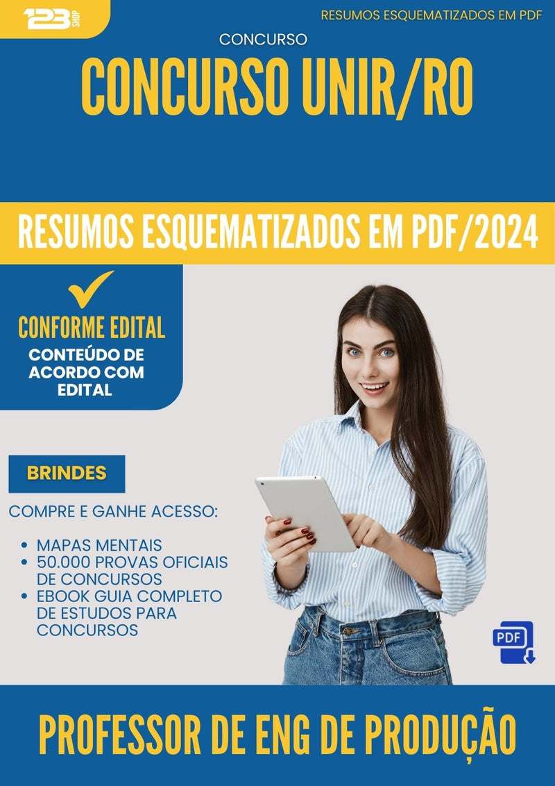 Resumos Esquematizados para Concurso Apostila Professor De Engenharia De Producao Unir Ro 2024 - Conteúdo de Acordo com Edital