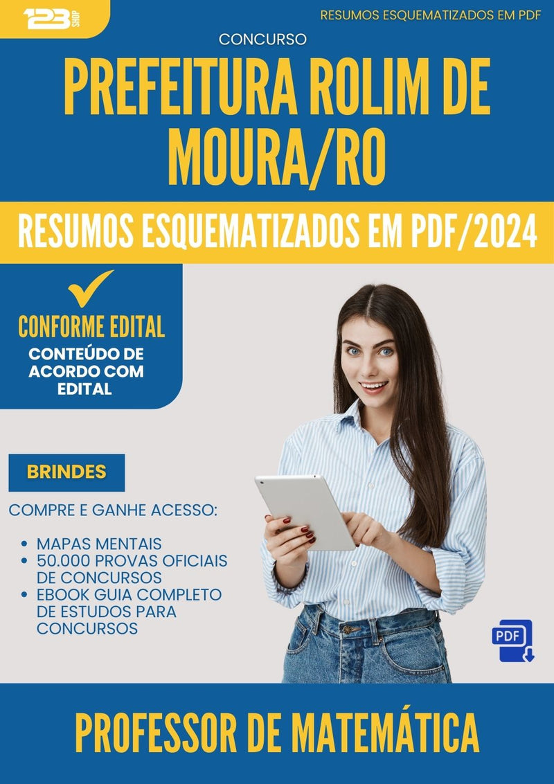 Resumos Esquematizados para Concurso Apostila Professor De Matematica da Prefeitura Rolim De Moura Ro 2024 - Conteúdo de Acordo com Edital