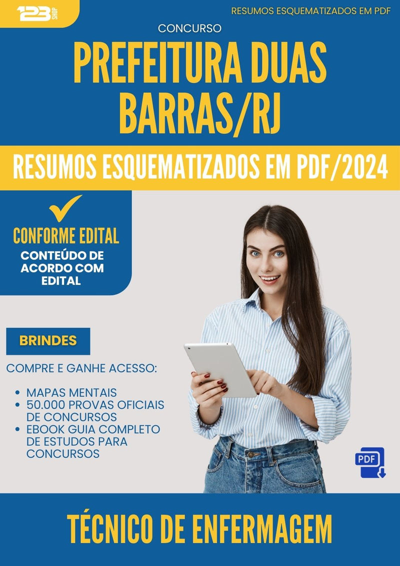 Resumos Esquematizados para Concurso Apostila Tecnico De Enfermagem Duas da Prefeitura Barras Rj 2024 - Conteúdo de Acordo com Edital