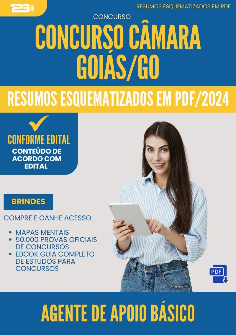 Resumos Esquematizados para Concurso Apostila Agente De Apoio Basico Camara da Prefeitura Goias Go 2024 - Conteúdo de Acordo com Edital