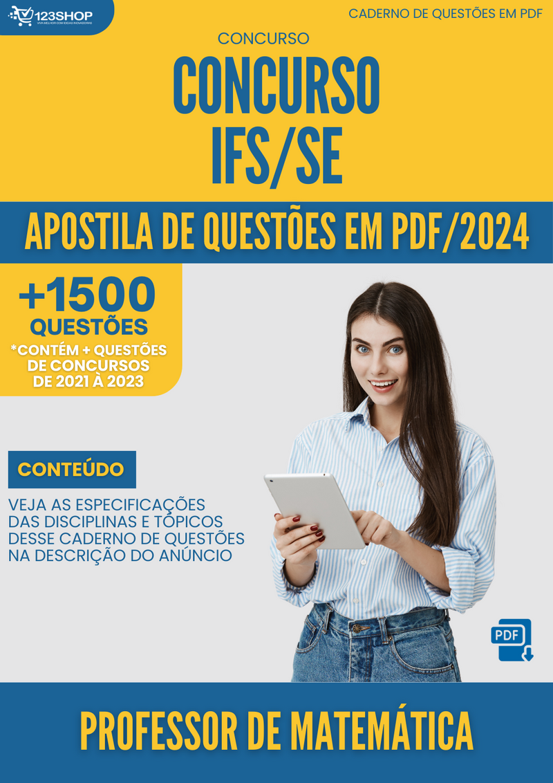 Apostila de Questões  IFS SE 2024 Professor de Matemática - Mais de 1.500 Questões