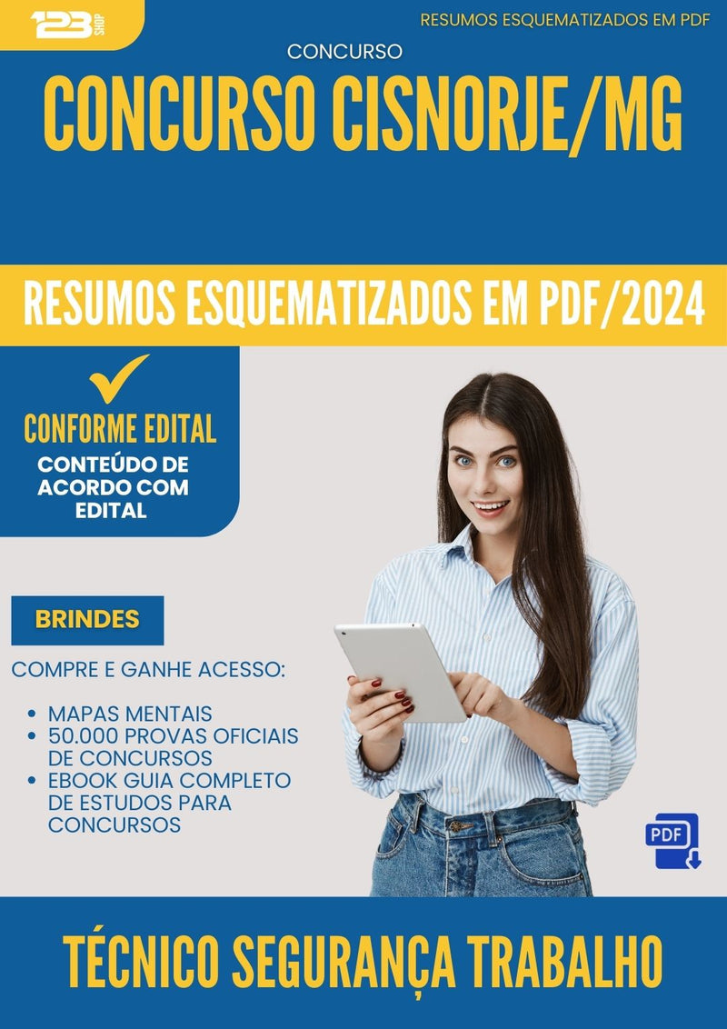 Resumos Esquematizados para Concurso Cisnorje Mg 2024 Tecnico Seguranca Trabalho - Conteúdo de Acordo com Edital