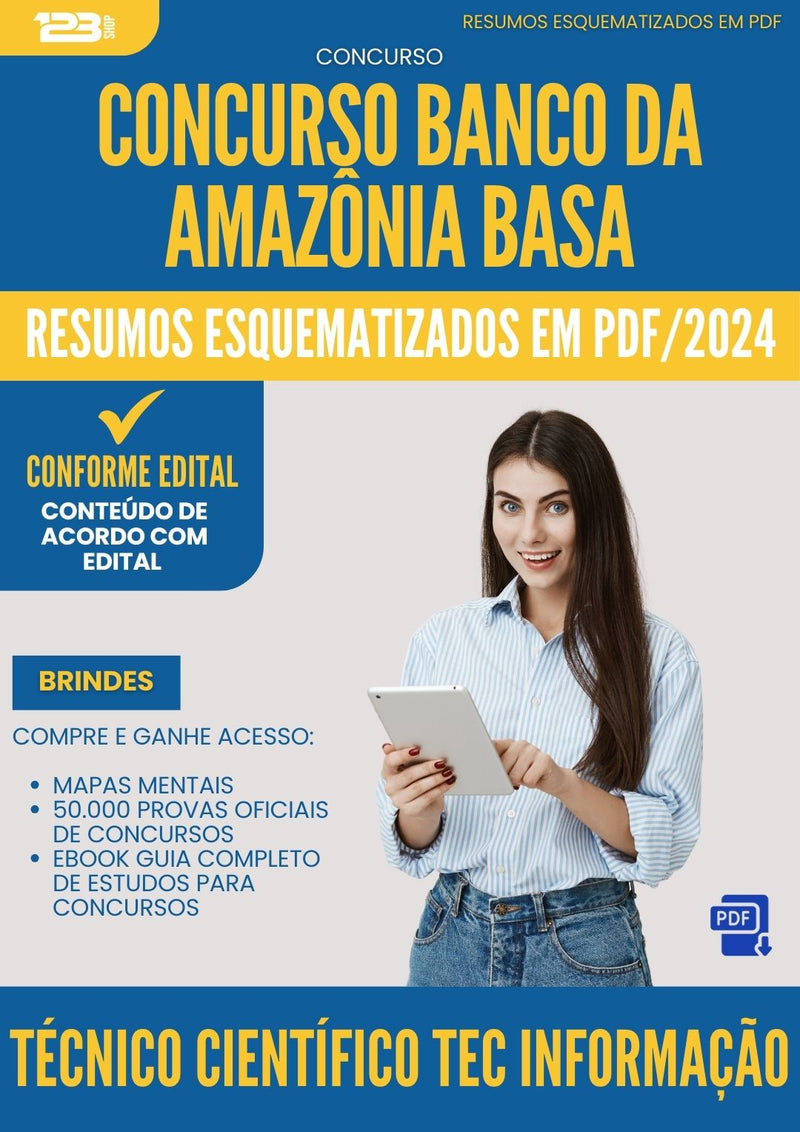 Resumos Esquematizados para Concurso Banco Da Amazonia Basa 2024 Tecnico Cientifico Tecnologia Da Informacao - Conteúdo de Acordo com Edital
