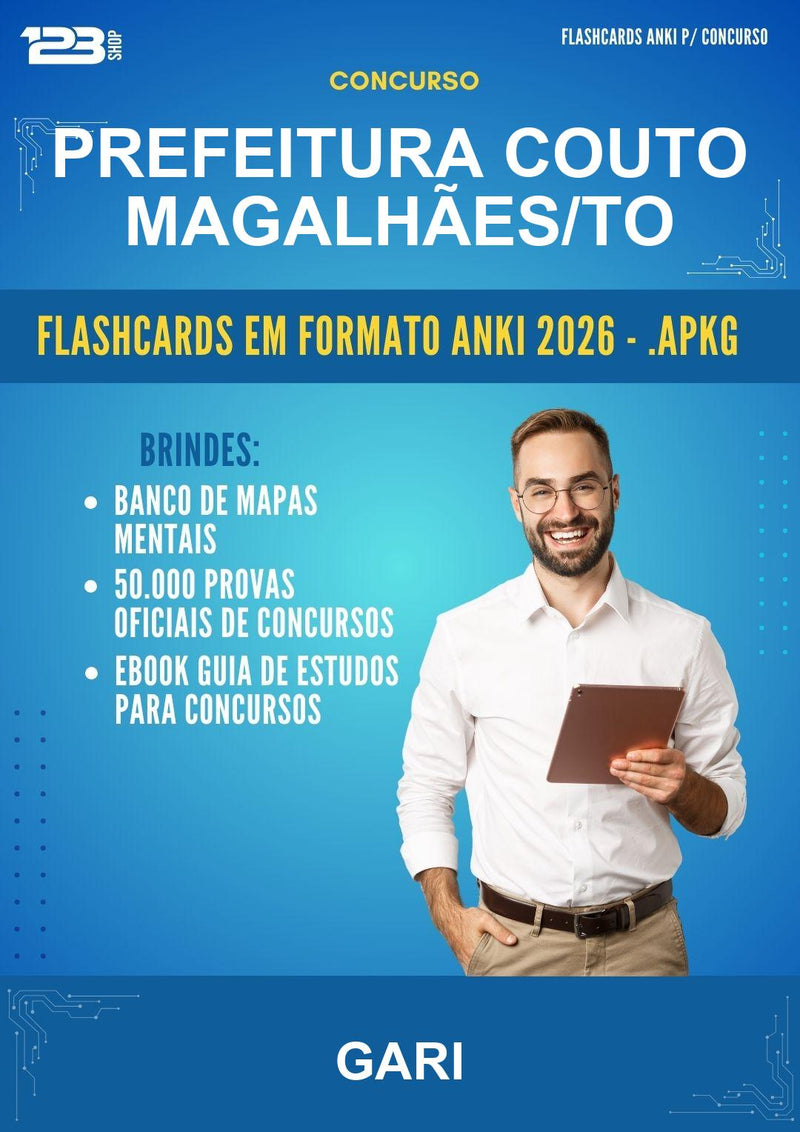 Flashcards Anki para o Concurso Prefeitura Couto Magalhães/TO para Gari - 600 Flashcards