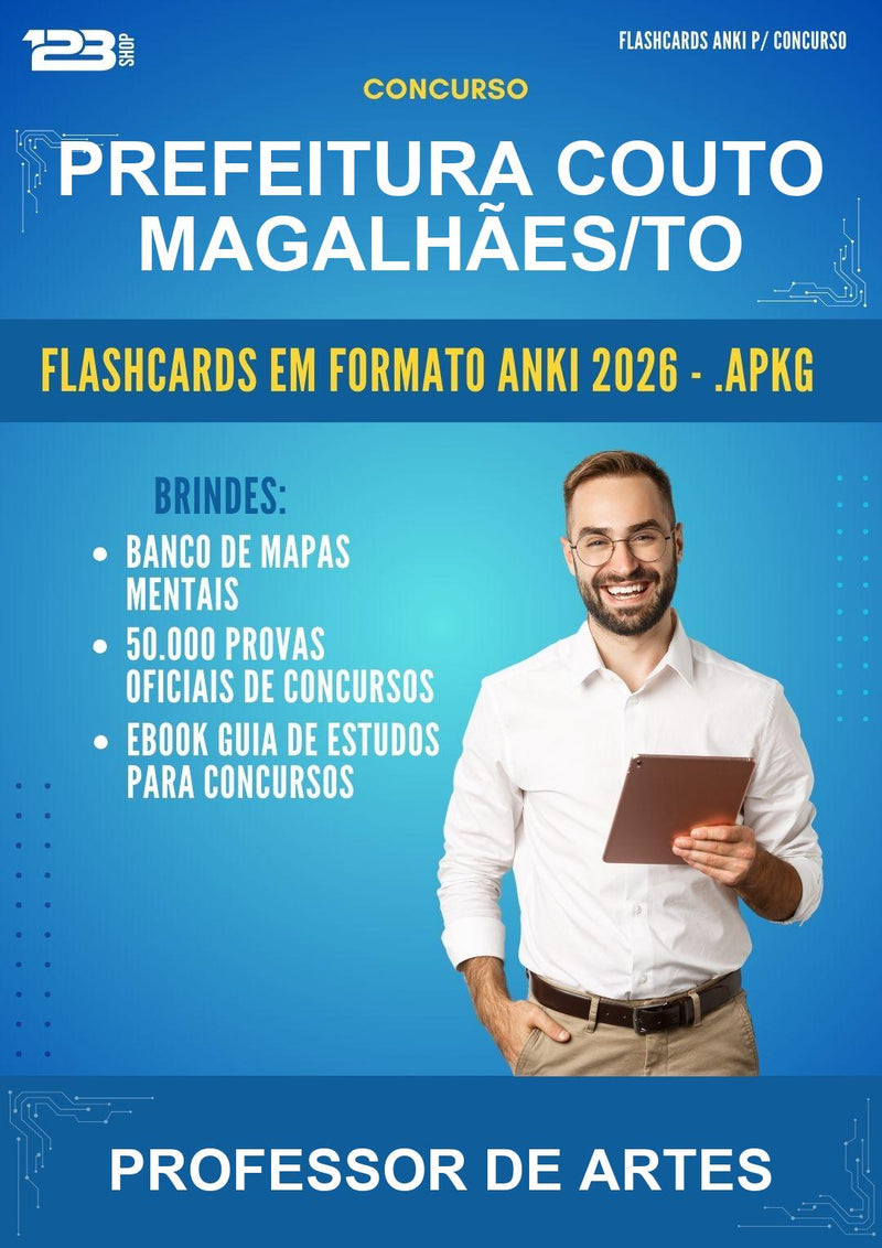 Flashcards Anki para o Concurso Prefeitura Couto Magalhães/TO para Professor de Artes - 600 Flashcards