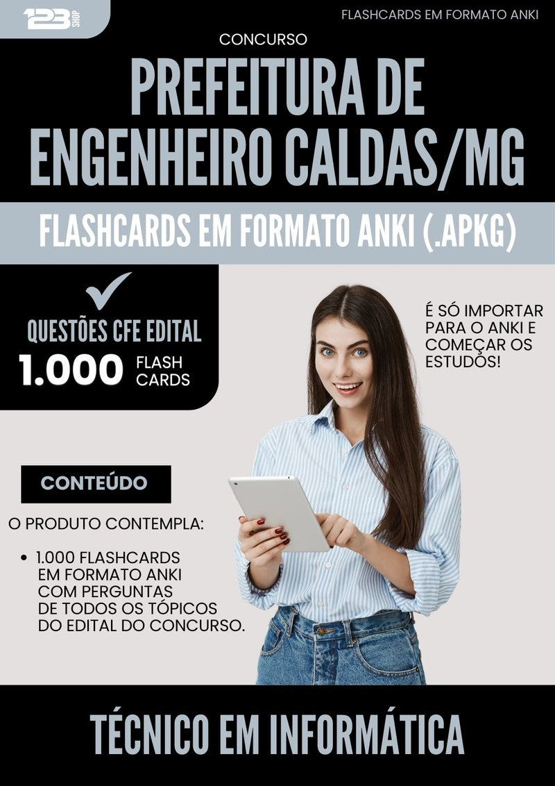 Flashcards para Concurso Tecnico Em Informatica Engenheiro da Prefeitura Caldas Mg 2025 - 1.000 Flashcards de Acordo com Edital