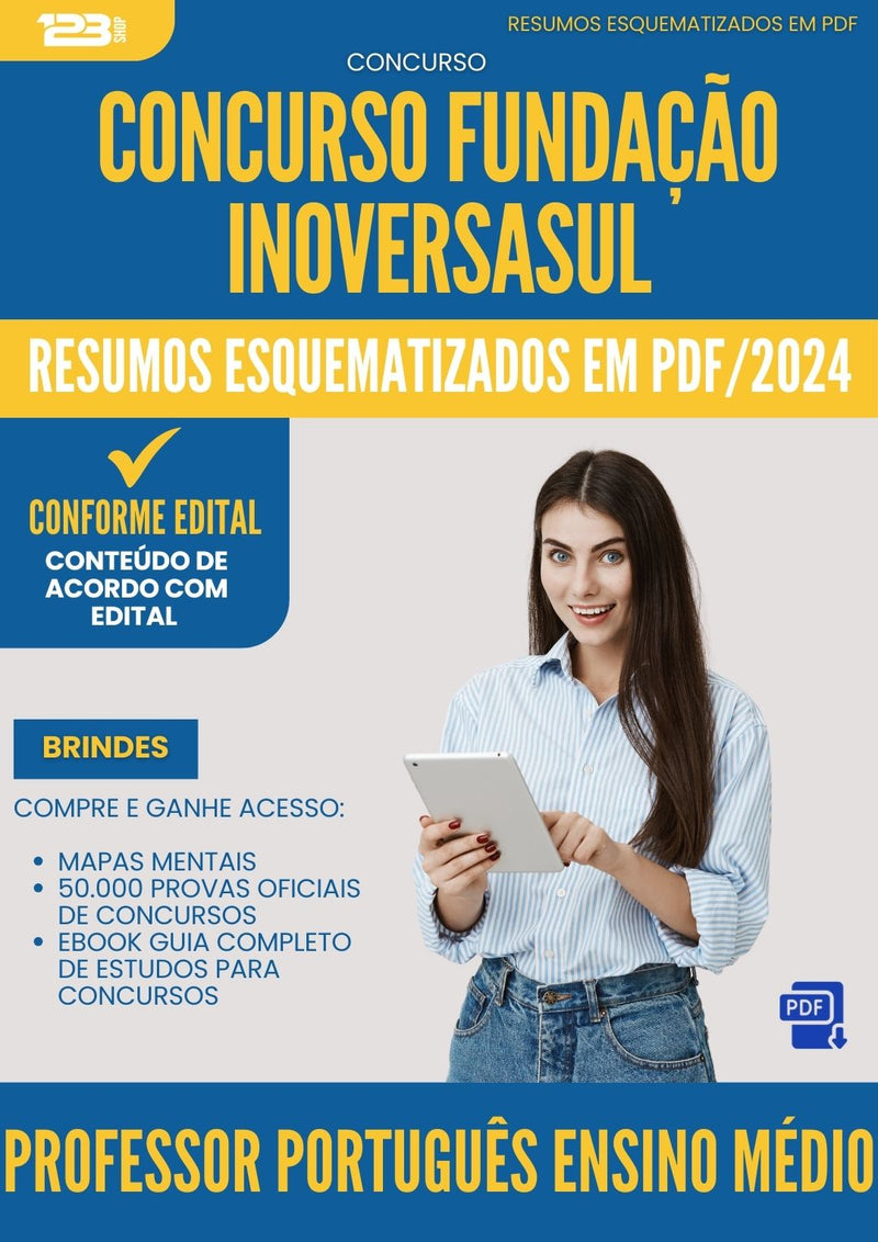 Resumos Esquematizados para Concurso Prof Portugues Ensino Medio Fundacao Inoversasul 2024 - Conteúdo de Acordo com Edital
