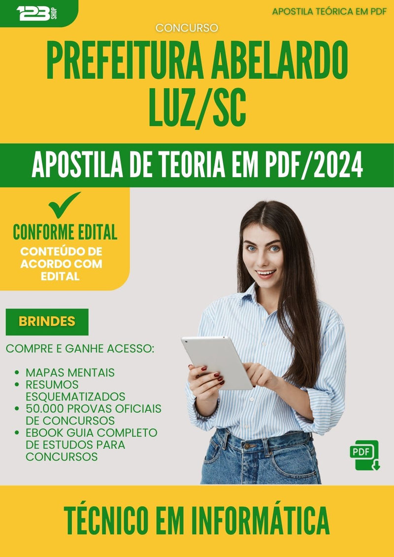 Apostila Teórica para Concurso Tecnico Em Informatica da Prefeitura Abelardo Luz Sc 2024 - Conteúdo de Acordo com Edital