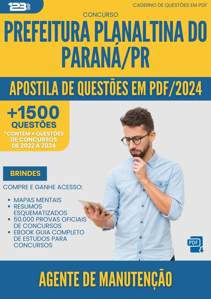 Apostila de Questões para Concurso Agente De Manutencao Planaltina Do da Prefeitura Parana Pr 2025 - Mais de 1.500 Questões