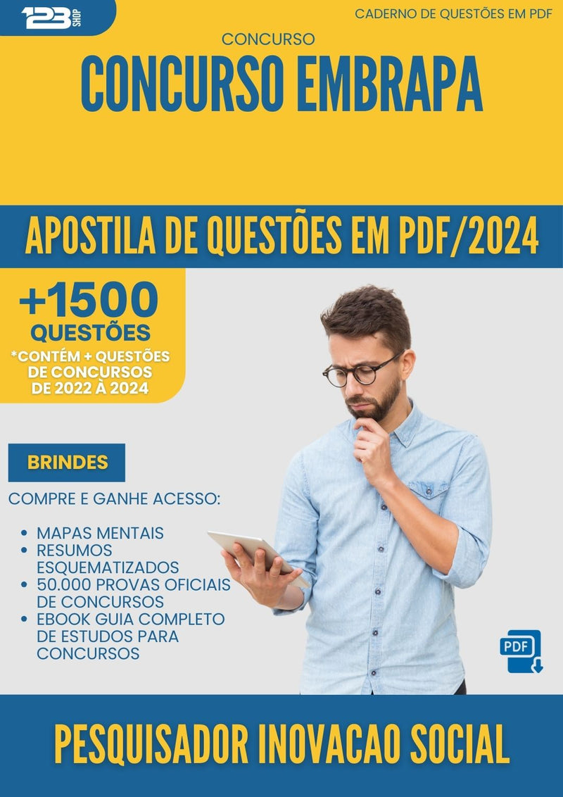 Apostila de Questões para Concurso Pesquisador Inovacao Social Embrapa 2025 - Mais de 1.500 Questões