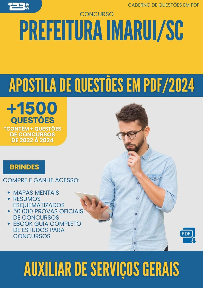 Apostila de Questões para Concurso Auxiliar De Servicos Gerais da Prefeitura Imarui Sc 2025 - Mais de 1.500 Questões