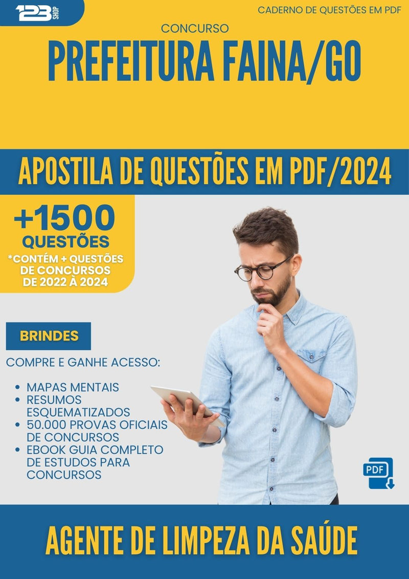 Apostila de Questões para Concurso Agente De Limpeza Da Saude da Prefeitura Faina Go 2025 - Mais de 1.500 Questões
