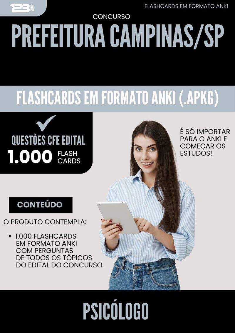 Flashcards para Concurso Psicologo da Prefeitura Campinas Sp 2025 - 1.000 Flashcards de Acordo com Edital