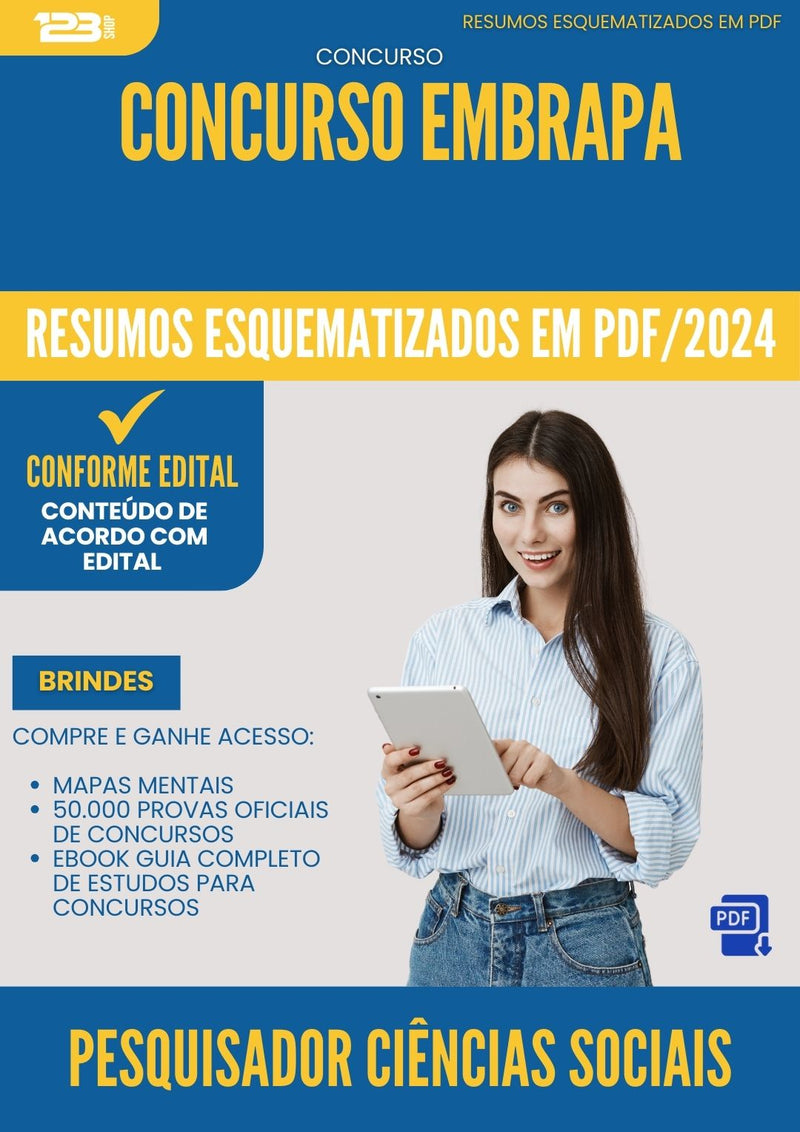 Resumos Esquematizados para Concurso Pesquisador Ciencias Sociais Embrapa 2025 - Conteúdo de Acordo com Edital