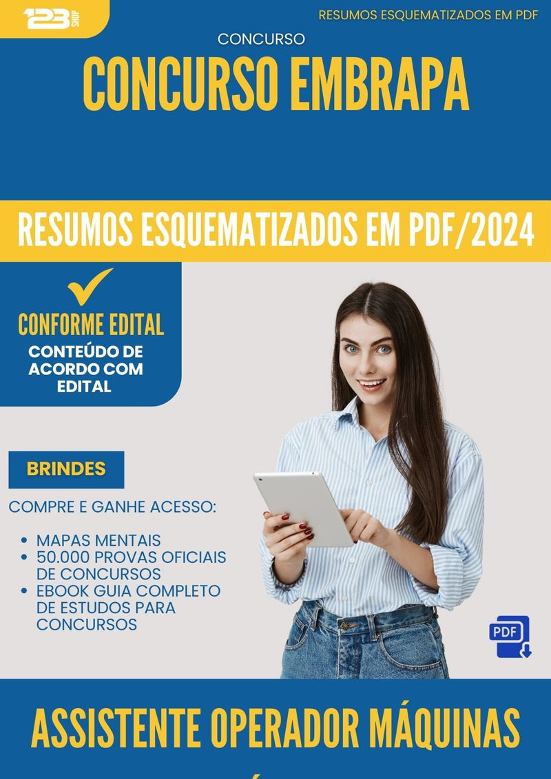 Resumos Esquematizados para Concurso Assistente Operador Maquinas Agricolas Embrapa 2025 - Conteúdo de Acordo com Edital