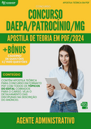 Apostila Teórica para Concurso DAEPA Patrocínio MG 2024 Agente Administrativo - Com Caderno de Questões