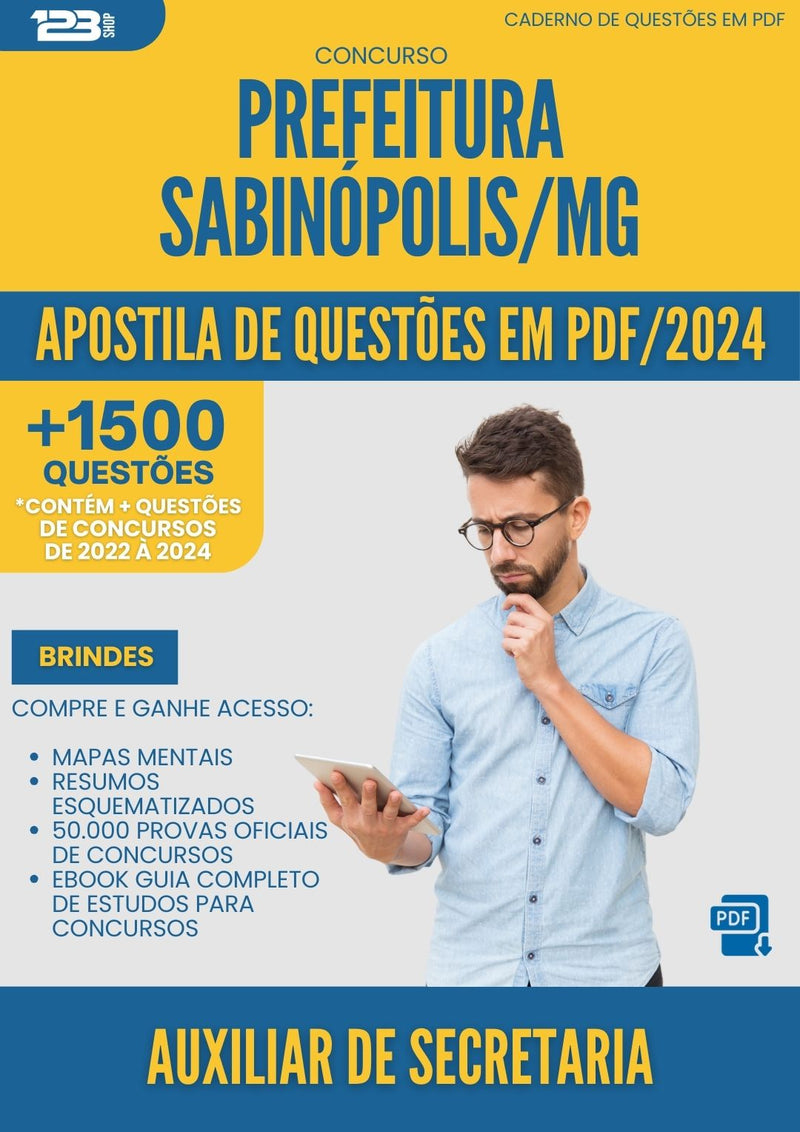 Apostila de Questões para Concurso Auxiliar De Secretaria da Prefeitura Sabinopolis Mg 2025 - Mais de 1.500 Questões