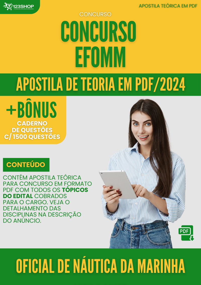 Apostila Teórica para Concurso EFOMM 2024 Oficial de Náutica Da Marinha Mercante - Com Caderno de Questões