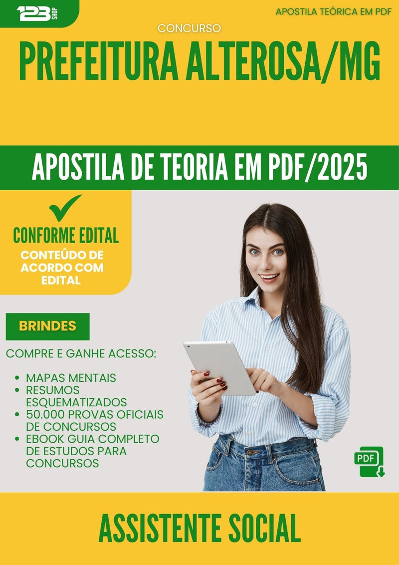 Apostila Teórica para Concurso Assistente Social da Prefeitura Alterosa Mg 2025 - Conteúdo de Acordo com Edital