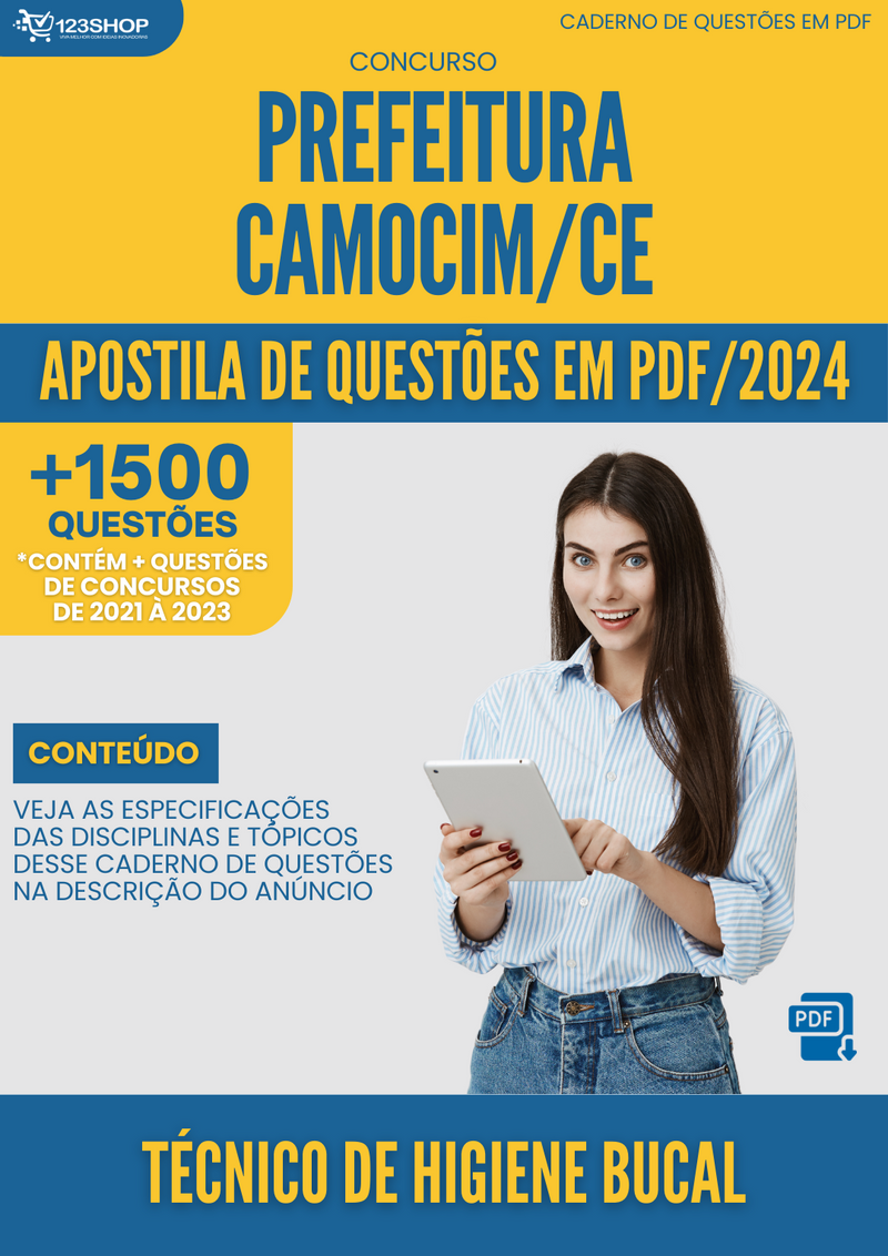 Apostila de Questões  Prefeitura Camocim CE 2024 Técnico De Higiene Bucal - Mais de 1.500 Questões