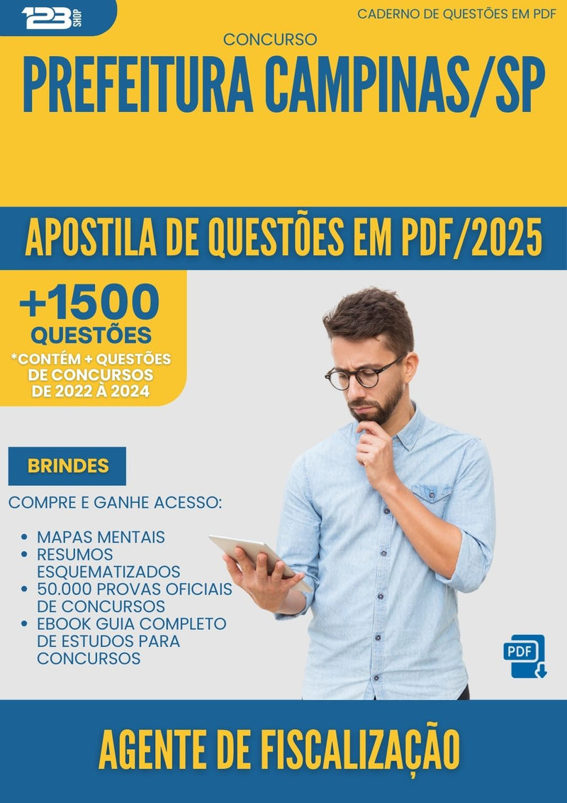Apostila de Questões para Concurso Agente De Fiscalizacao da Prefeitura Campinas Sp 2025 - Mais de 1.500 Questões