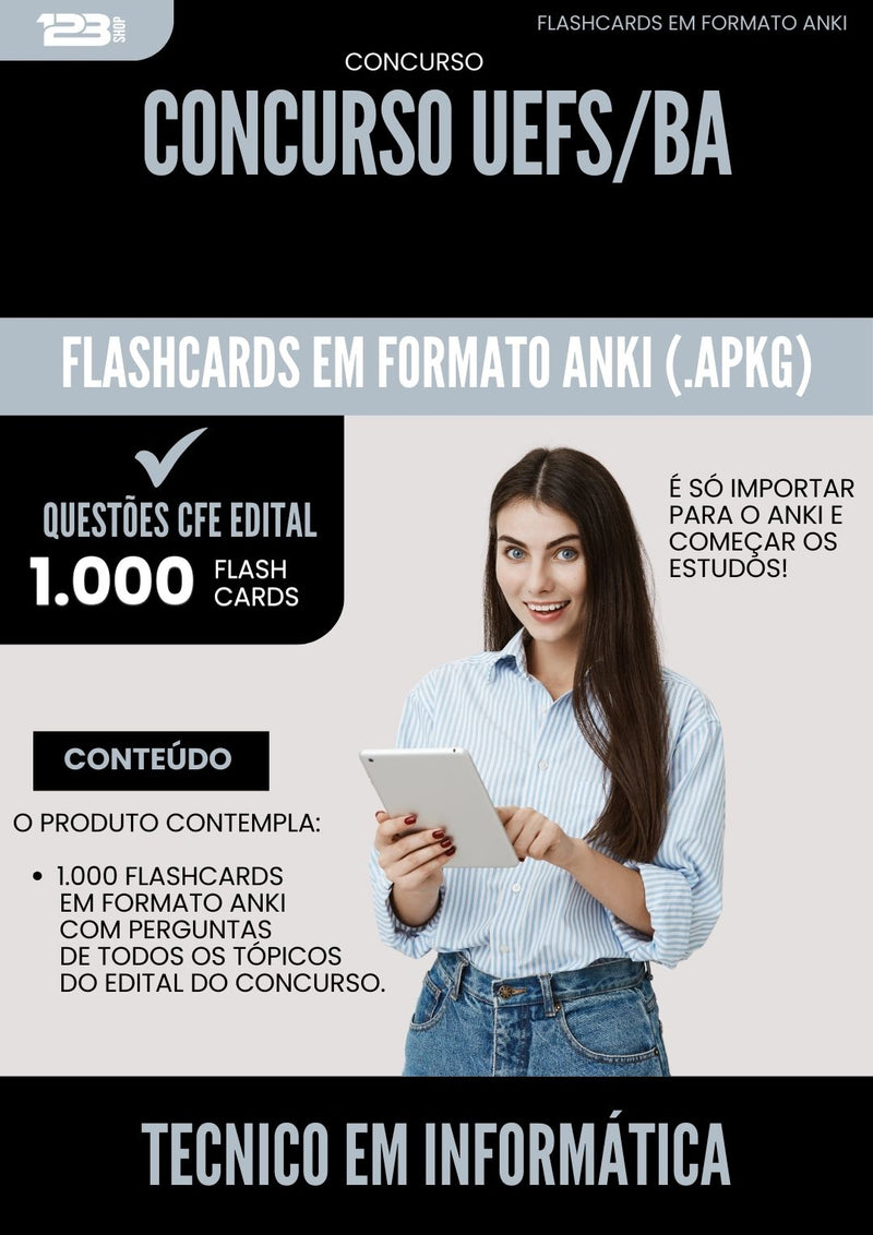 Flashcards para Concurso Tecnico Em Informatica Uefs Ba 2025 - 1.000 Flashcards de Acordo com Edital