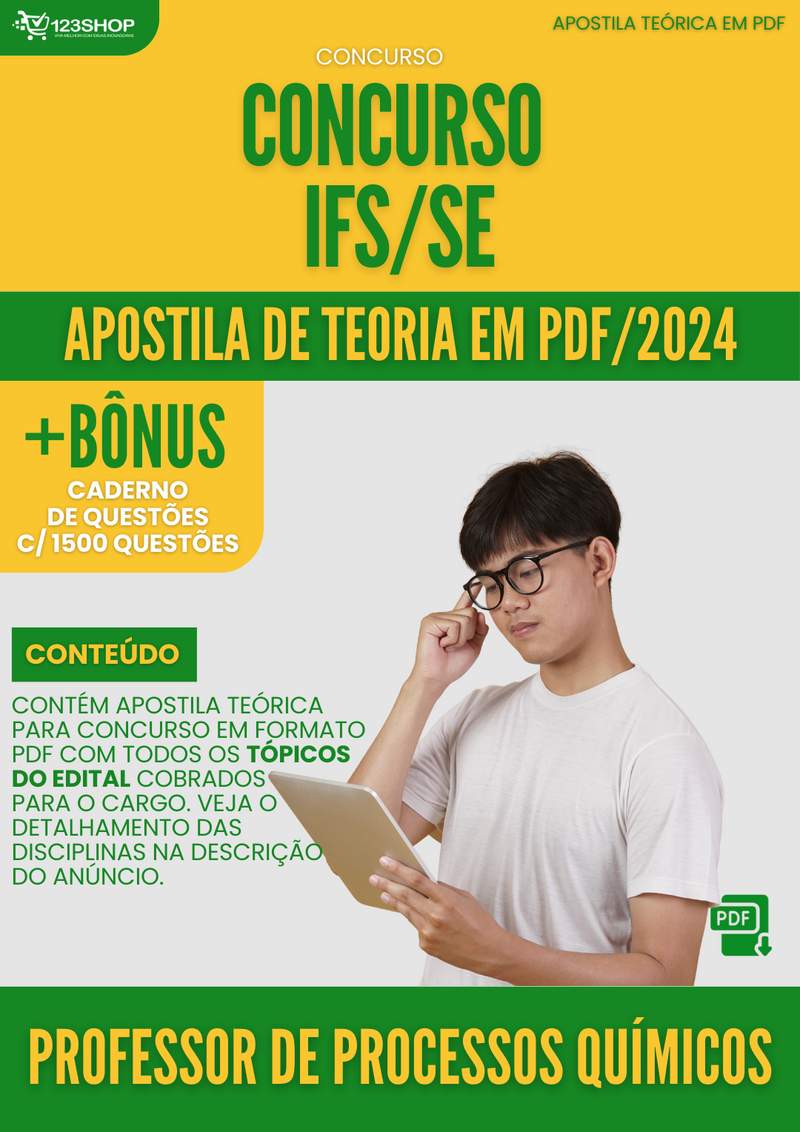 Apostila Teórica para Concurso IFS SE 2024 Professor de Processos Químicos - Com Caderno de Questões