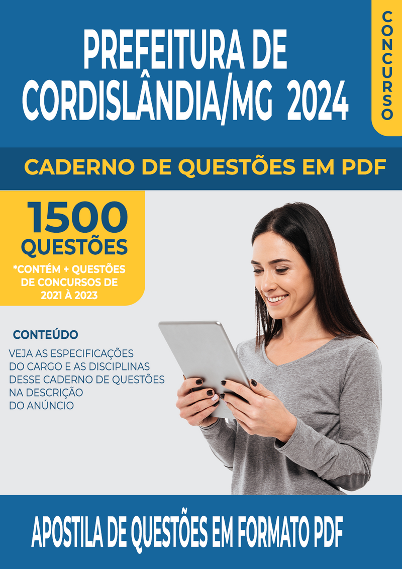 Apostila de Questões para Concurso da Prefeitura de Cordislândia/MG 2024 para Professor de Inglês - Mais de 1.500 Questões Gabaritadas