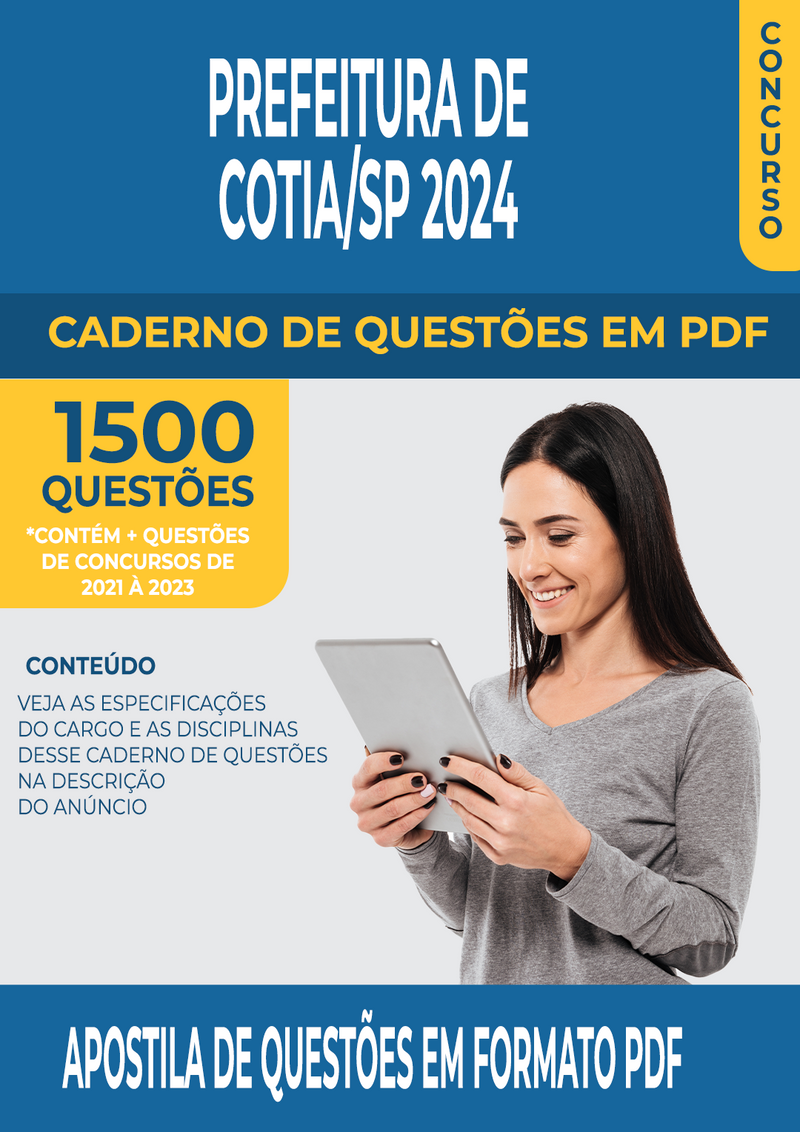 Apostila de Questões para Concurso da Prefeitura de Cotia/SP 2024 para Inspetor de Alunos - Mais de 1.500 Questões Gabaritadas