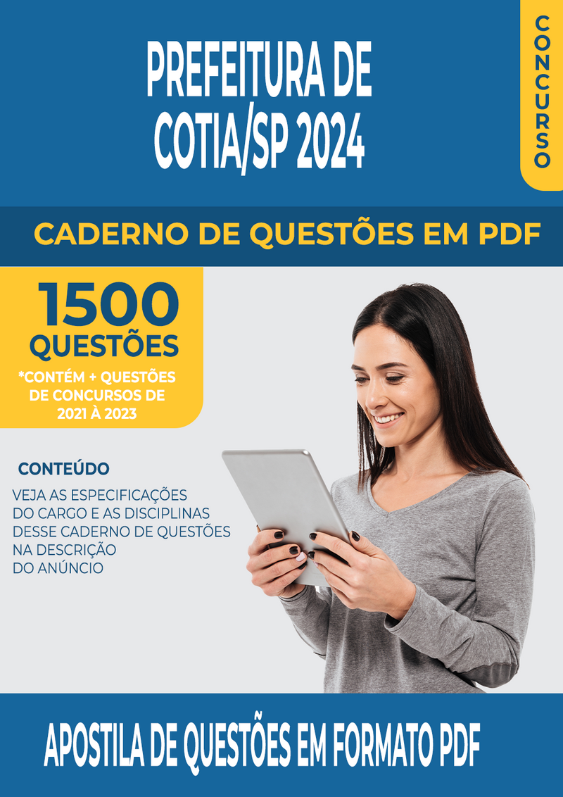 Apostila de Questões para Concurso da Prefeitura de Cotia/SP 2024 para Psicólogo - Mais de 1.500 Questões Gabaritadas