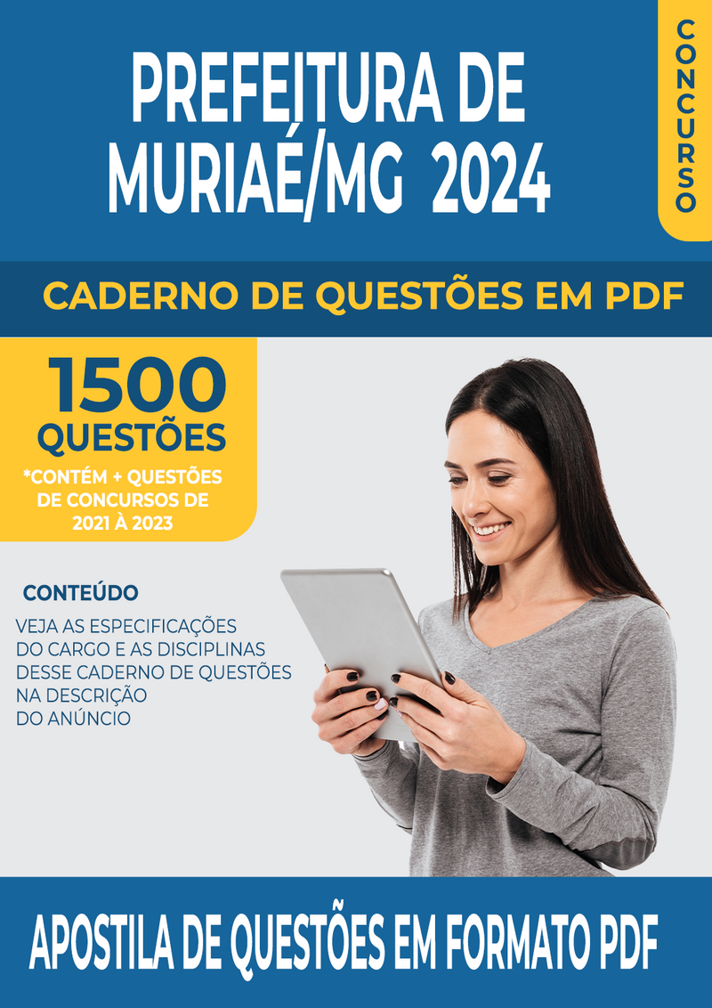 Apostila de Questões para Concurso da Prefeitura de Muriaé/MG 2024 para Professor de Libras - Mais de 1.500 Questões Gabaritadas