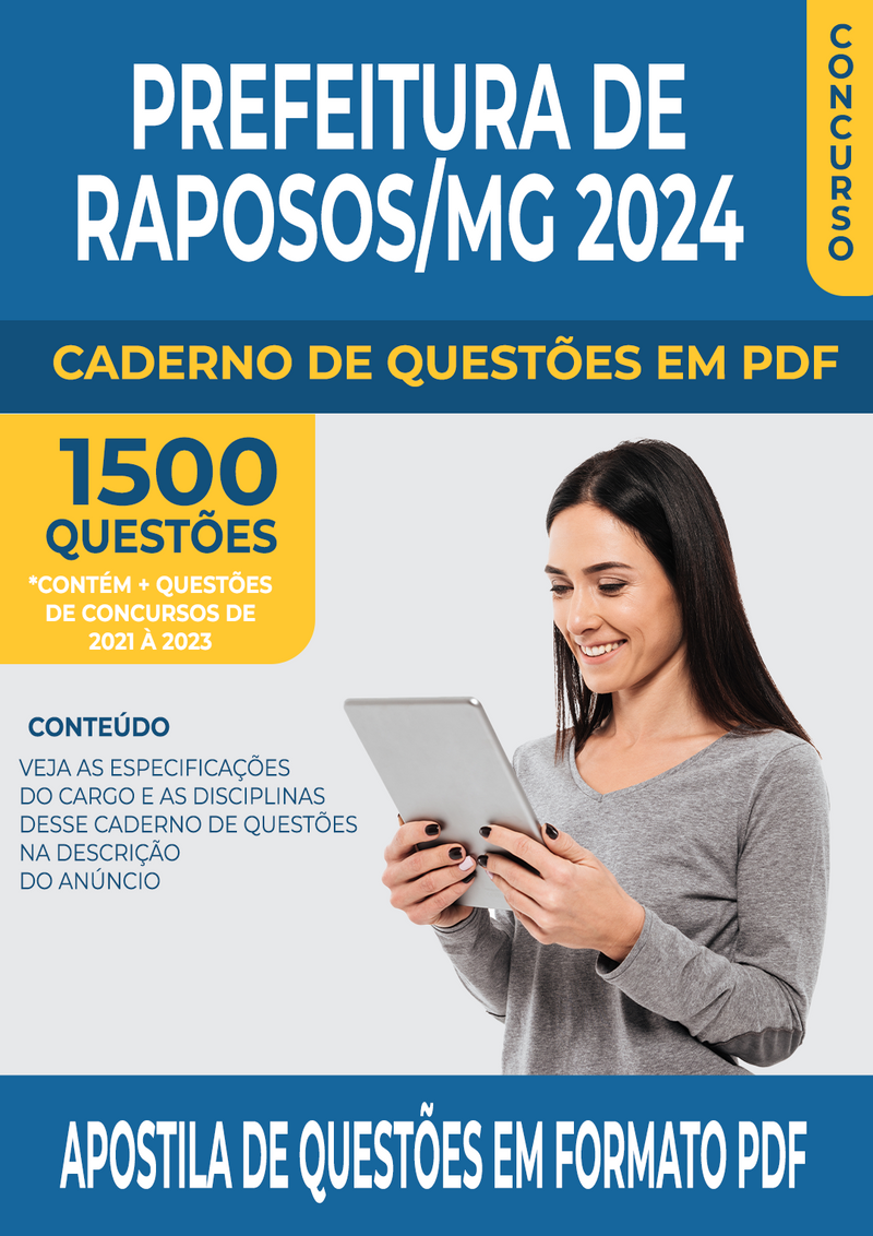 Apostila de Questões para Concurso da Prefeitura de Raposos/MG 2024 para Carpinteiro - Mais de 1.500 Questões Gabaritadas